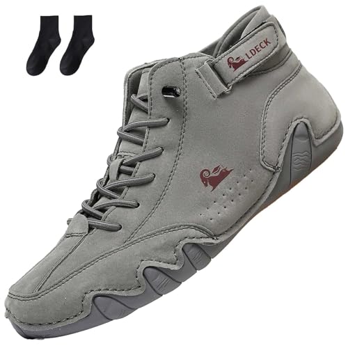 Non-Slip Barefoot Shoes Made of Leather, Ergonomic Waterproof and Pain-Relieving Barefoot Shoes, Lightweight and BreathableShoes (Grau, Erwachsene, 38, Numerisch, EU Schuhgrößensystem, M) von Generisch