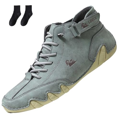 Non-Slip Barefoot Shoes Made of Leather, Ergonomic Waterproof and Pain-Relieving Barefoot Shoes, Lightweight and BreathableShoes (Grün, Erwachsene, 39, Numerisch, EU Schuhgrößensystem, M) von Generisch