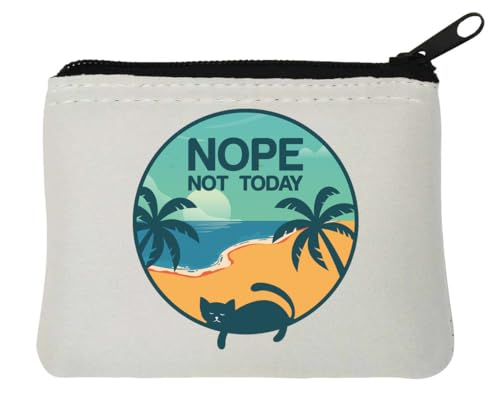 Nope Not Today Lazy Cat Beach Graphic Neopren-Münzgeldbörse, 10 x 11 cm, Weiß von Generisch