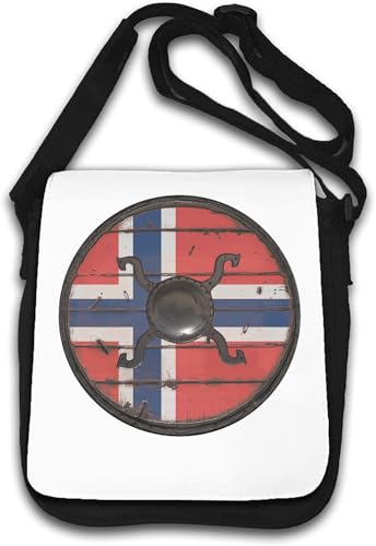 Norwegische Flagge Wikinger Round Shield Umhängetasche weiß von Generisch