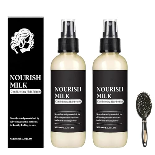 Nourish Milk Conditioning Hair Primer, Leave-In-Spray zum Weichmachen, Entwirren und Befeuchten des Haares, Verbesserung von trockenem oder krausem Haar mit Milchproteinen, für alle Haartypen (2PCS) von Generisch