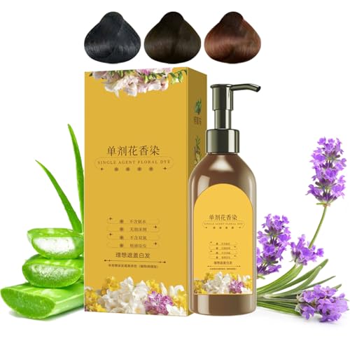 Nourishing Plant-Based Hair Color, Plant Single Dose Floral Fragrance Dye, Japanese Long Lasting Natural Hair Dye Shampoo, Softens and Adds Shine for Women & Men (Chestnut Brown) von Generisch