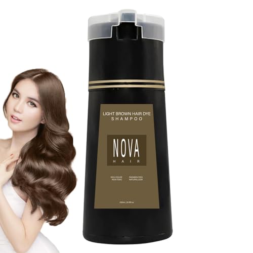 Nova Hair Dye Shampoo, Nova Hair Instant Dye Shampoo, Haarfarbshampoo für graues Haar, Trynova Hair Shampoo, Haarshampoo für Frauen und Männer aller Haartexturen von Generisch