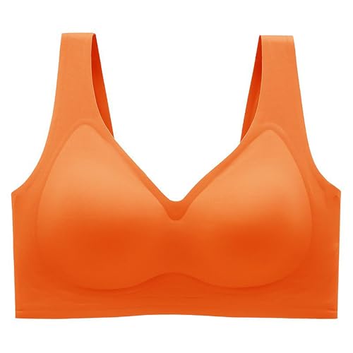 Nubelle - Nahtloser Premium BH, Tiefer V-Ausschnitt, weicher Komfort-BH für Alltag, Damen Bra ohne bügel (DE/NL/SE/PL, Alphanumerisch, XXL, Regular, Regular, Orange) von Generisch