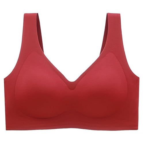 Nubelle - Nahtloser Premium BH V-Ausschnitt Unsichtbarer Komfort Damen Bustier Ohne BüGel üBergrößEn FüR (DE/NL/SE/PL, Alphanumerisch, 3XL, Regular, Regular, Rot) von Generisch
