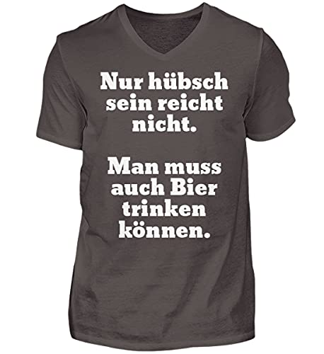 Nur hübsch Sein reicht Nicht. Man muss auch Bier Trinken können. - Herren V-Neck Shirt -XL-Smoke (Solid) von generisch