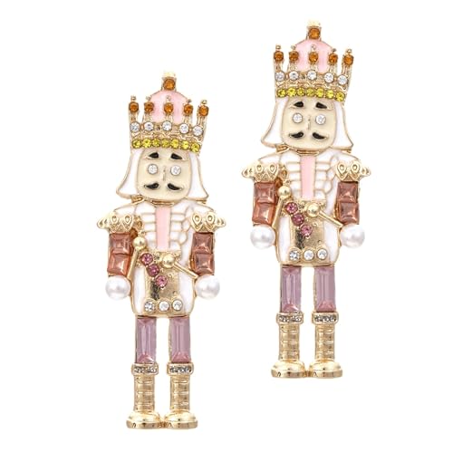 Nussknacker-Schmuck, Nussknacker-Ohrringe, Weihnachts-Nussknacker-Ohrringe, Metall-Kristall-Nussknacker-Ohrringe, niedlich, emailliert, Nussknacker-Ohrringe, Ohrstecker für Frauen von Generisch