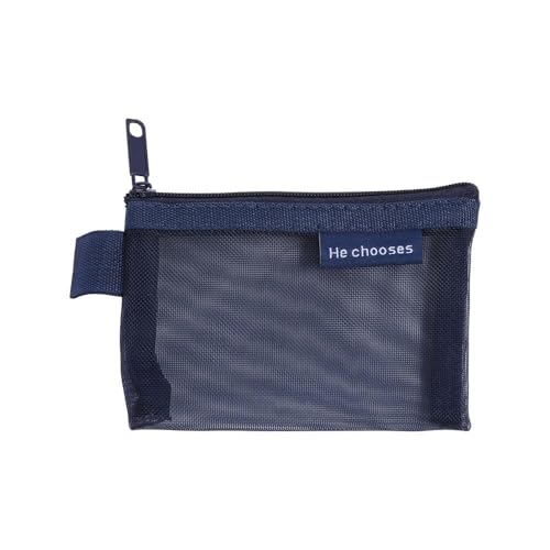 Nylon-Netz-Münztasche, durchsichtige Geldtasche mit Reißverschluss, Netz-Make-up-Tasche für Handtasche, tragbare Kosmetiktasche, Münzbörse, Kartenhalter, blau, Netz-Münzbeutel von Generisch