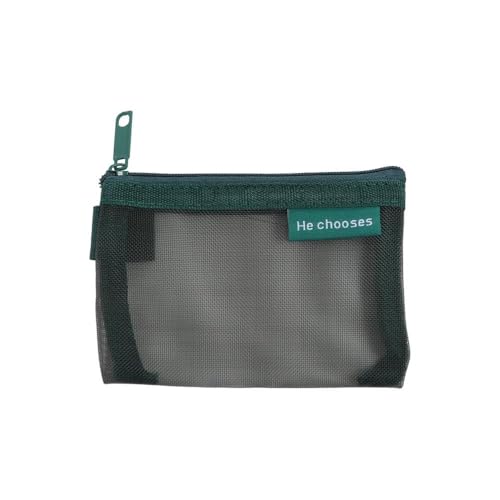 Nylon-Netz-Münztasche, durchsichtige Geldtasche mit Reißverschluss, Netz-Make-up-Tasche für Handtasche, tragbare Kosmetiktasche, Münzbörse, Kartenhalter, grün, Netz-Münzbeutel von Generisch