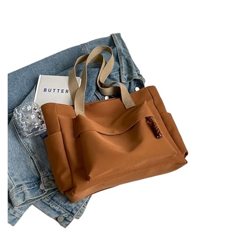 Nylon-Tragetasche mit mehreren Taschen, leicht, faltbar, für Büro, Pendeln, Einkaufen, Fitness, Aufbewahrung, Handtasche, Schultertasche, braun, Einheitsgröße von Generisch