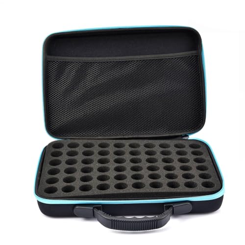 Ölaufbewahrungskoffer, Nagellack-Organizer, Ölaufbewahrungstasche, stabile Schalen-Organizer, schützt bis zu 60 Flaschen, perfekt für den Außenbereich, mit Reißverschluss, mehrfarbig, Blue 15ML von Generisch