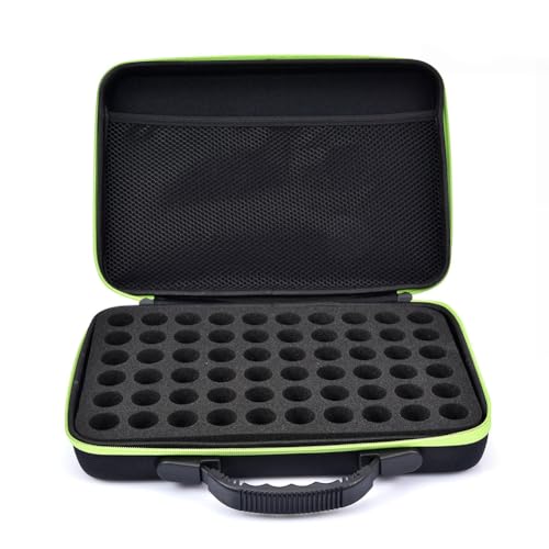 Ölaufbewahrungskoffer, Nagellack-Organizer, Ölaufbewahrungstasche, stabile Schalen-Organizer, schützt bis zu 60 Flaschen, perfekt für den Außenbereich, mit Reißverschluss, mehrfarbig, Green 10ML von Generisch