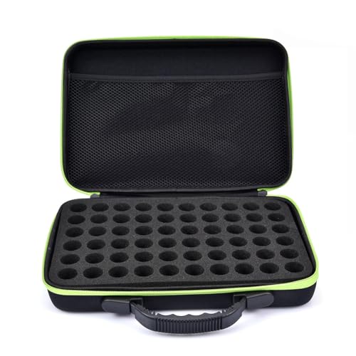 Ölaufbewahrungskoffer, Nagellack-Organizer, Ölaufbewahrungstasche, stabile Schalen-Organizer, schützt bis zu 60 Flaschen, perfekt für den Außenbereich, mit Reißverschluss, mehrfarbig, Green 15ML von Generisch