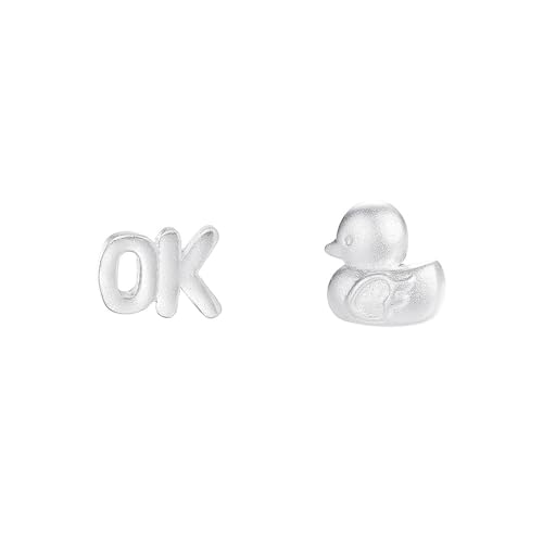 OK Ente Ohrstecker für Damen 999 Reines Silber (Weißgold) von Generisch