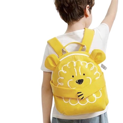 OLÉKIDS Kinderrucksack mit Tiermotiv, Rucksack mit Löwenmotiv für Kindergarten und Freizeit, 3-6 Jährige, Geschenk für Kinder, 31x24x11cm (Gelb) von Generisch