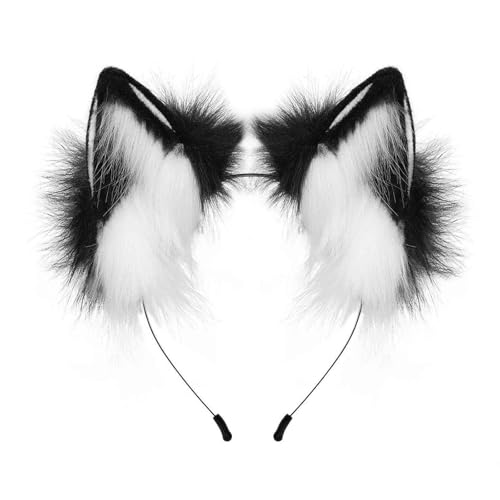 Oberarm Band Handgemachtes Faux Wolf Ohren Stirnband Cosplay Party Kostüm Zubehör Griffband Squashschläger (Clear, One Size) von Generisch