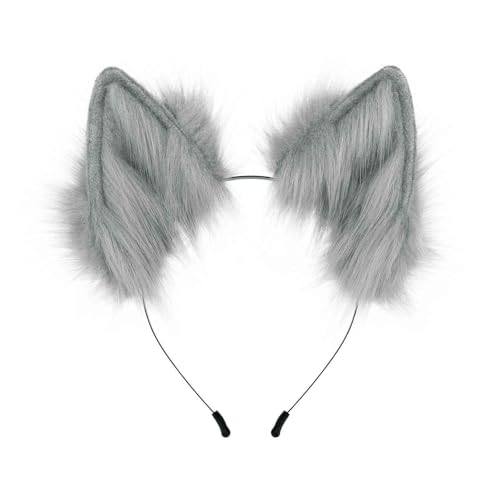 Oberarm Band Handgemachtes Faux Wolf Ohren Stirnband Cosplay Party Kostüm Zubehör Griffband Squashschläger (GY2, One Size) von Generisch