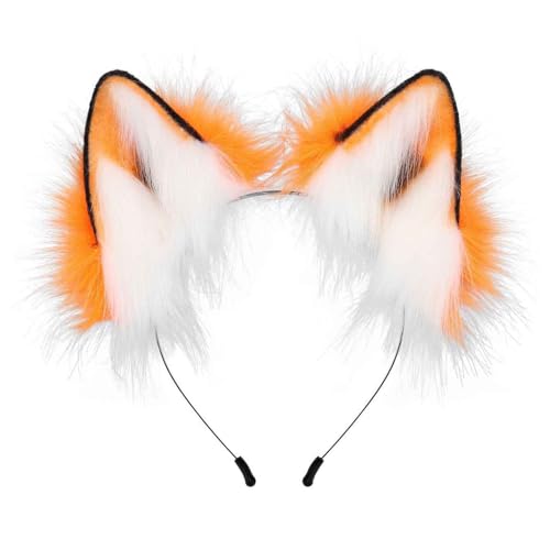 Oberarm Band Handgemachtes Faux Wolf Ohren Stirnband Cosplay Party Kostüm Zubehör Griffband Squashschläger (OR1, One Size) von Generisch
