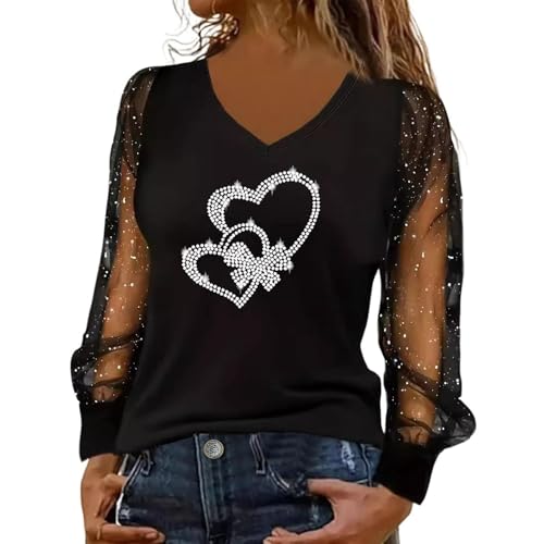 Oberteile Damen Elegant Festliche Oberteile Damen Glitzer Pullover Elegant Silvester Outfit Damenpullover Langarm Elegant Pailletten Shirt Warehouse Deal Retourenware von Generisch