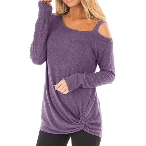 Oberteile Damen Kurzarm/Langarm Shirt Schulterfrei Tunika Bluse Tops Langarmshirts für Damen von Generisch