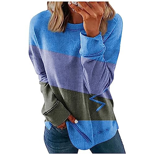 Oberteile Damen Sexy Damen Sommer Oberteile Strickpullover Damen Oversize Tops Y2K Sweatshirt Damen Oversized Sporttop Damen Hochzeitstag Geschenke für Frauen Damen Pullover Blau 2XL von Generisch