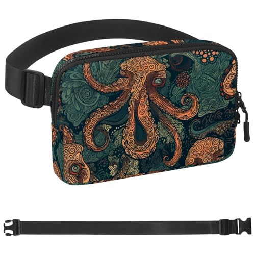 Ocean Octopus-1124 Gürteltasche für Damen und Herren, Gürteltasche mit verstellbarem Riemen, modische Umhängetasche für Reisen, Outdoor, Laufen, Wandern, mehrfarbig, 4 x 23 x 15 cm, mehrfarbig, von Generisch