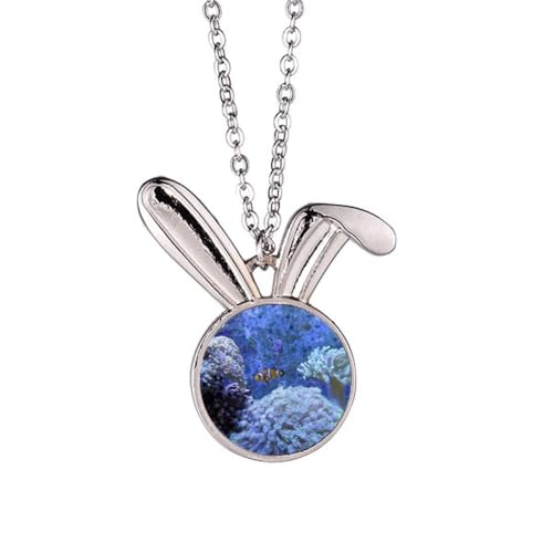 Ocean Science Clownfisch Natur Bild Kaninchen Halskette Anhänger Häschen Tier Schmuck Geschenk von Generisch