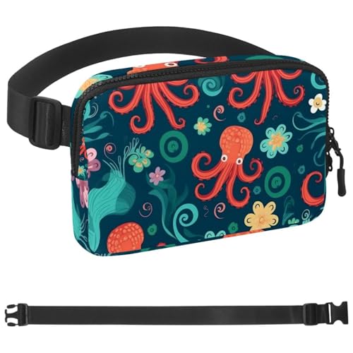 Octopus Art-1079 Gürteltasche für Damen und Herren, Gürteltasche mit verstellbarem Riemen, modische Umhängetasche für Reisen, Outdoor, Laufen, Wandern, mehrfarbig, 4 x 23 x 15 cm, mehrfarbig, von Generisch