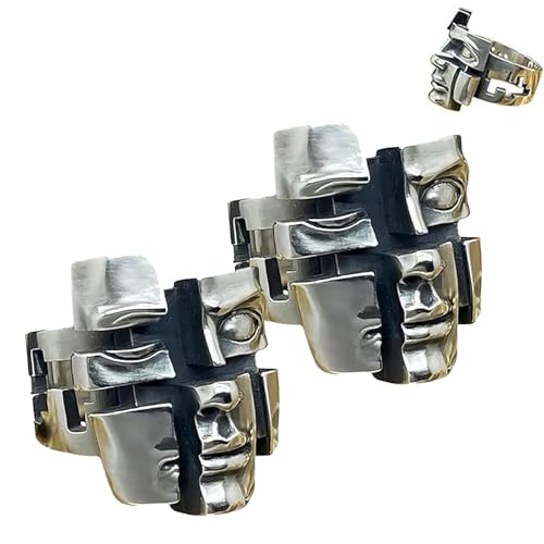 Offene Ringe, Masken-Statement-Ring, verstellbarer Ring, abstrakte Kunst-Accessoires für Frauen & Männer (2pcs) von Generisch