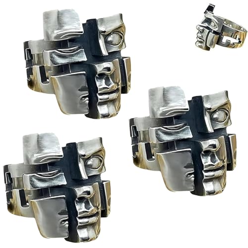 Offene Ringe, Masken-Statement-Ring, verstellbarer Ring, abstrakte Kunst-Accessoires für Frauen & Männer (3pcs) von Generisch