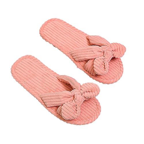 Offene Zehen Memory Foam Flauschige Slipper Damen Hausschuhe Offen Bow PlüSch Latschen Fell Pantoffeln Bequeme Hausschlappen Warme HüTtenschuhe Mit Kunstpelz Band Rutschfeste Sohle Drinnen/DraußEn von Generisch