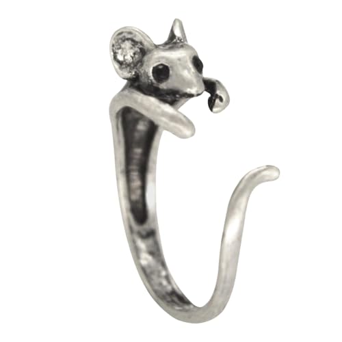 Offener Fingerring – verstellbarer Wickelring mit niedlichen Mäusen, Fingerring – offener Damenring aus Metall, Tier-Schmuck für Teenager, Mädchen und Mutter, Refer to description, Hardware (Metall), von Generisch