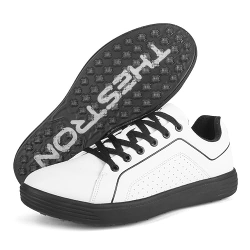 Ohne Nägel Golfschuhe Außenbereich Trainingsschuhe Verschleißbeständigkeit Rutschschutz Sportschuhe (weiß schwarz,42) von Generisch