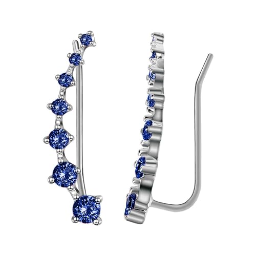 Ohr Manschetten 7 Kristalle Vier Sieben Stern Zirkon Schmuck Französisch Ohr Clip Ohrringe Für Zweites Ohrloch (Blue, One Size) von Generisch