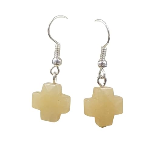 Ohrhänger für Damen, Natürlicher Edelstein, Gelbe Jade, Tropfen Ohrhänger mit Haken, Bohemian Ethno Retro Schmuck, Geschenk für Frauen und Mädchen von Generisch