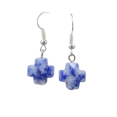 Ohrhänger für Damen, Natürlicher Edelstein, Sodalith, Tropfen Ohrhänger mit Haken, Bohemian Stil, Ethnischer Retro Schmuck, Geschenk für Frauen und Mädchen von Generisch