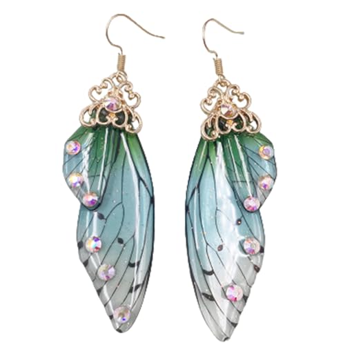 Ohrhänger mit Zikadenflügeln für Frauen, Zikadenflügel, Kristall-Ohrringe, Schmuck, grün, clevere Mode von Generisch