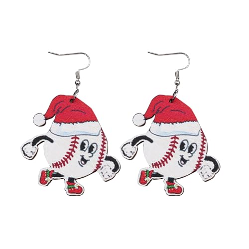 Ohringe Weihnachtsohrringe Ohrschmuck LIEBE Weihnachtsmann tropfenförmige Kerze Weihnachtsmütze Baseball personalisierte einfache Ohrringe für Frauen Edelstahl Ohrringe Damen Gold (C, One Size) von Generisch