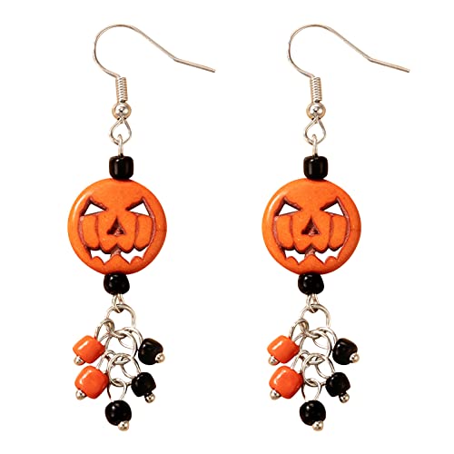 Ohrringe Blumen Retro einfaches Design Ostern Halloween Kürbis wulstige hängende lange Ohrringe Minimalistische Silberohrringe (Silver, One Size) von Generisch