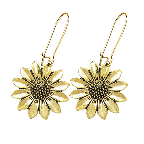 Ohrringe Damen Ohrhänger Ohrringe Hängend für Damen Mode Sonnenblumen Gänseblümchen Ohrringe Vintage-Ohrringe für Frauen Ohrringe Aus Massivem Gold Für (Gold, One Size) von Generisch