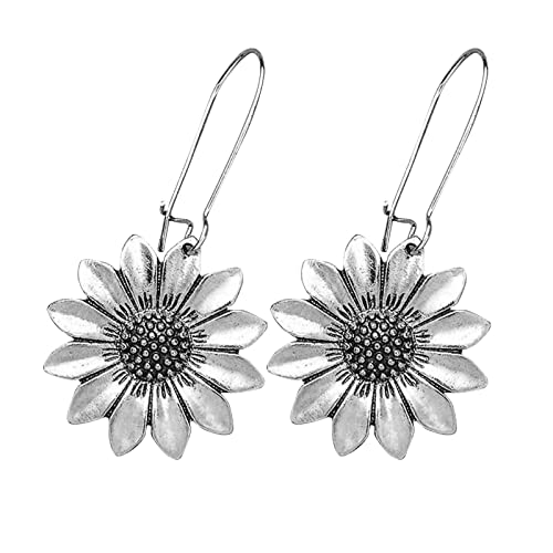 Ohrringe Damen Ohrhänger Ohrringe Hängend für Damen Mode Sonnenblumen Gänseblümchen Ohrringe Vintage-Ohrringe für Frauen Ohrringe Aus Massivem Gold Für (Silver, One Size) von Generisch