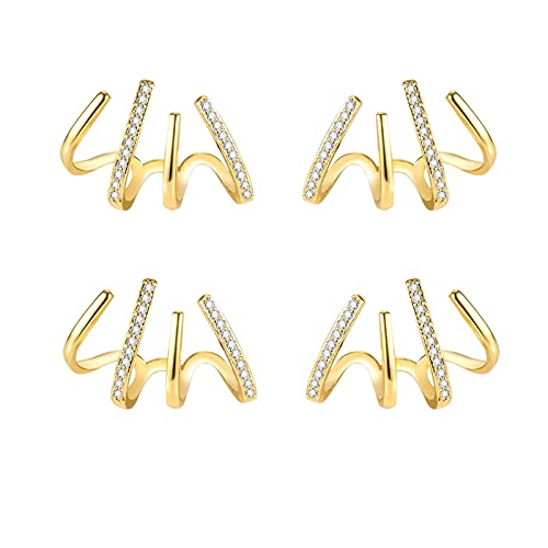 Ohrringe Damen Ohrhänger Ohrringe Hängend für Damen Nadel-Ohrringe für Mädchen Wrap Stud Ear Cuff für Frauen Ohrring Cuff Stud Ear Cuffs Creolen Luxus Gefiederte Ohrringe Für (Gold, One Size) von Generisch