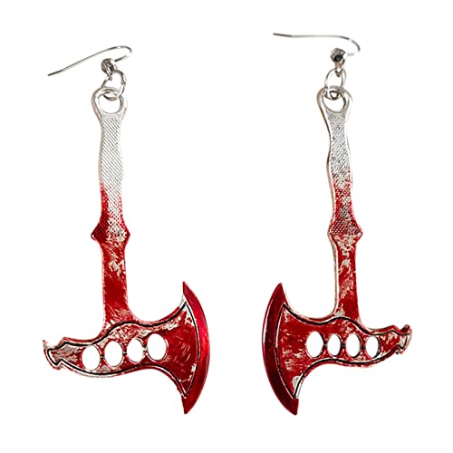 Ohrringe Edelstahl Zirkonia Axt Zähne Ohrringe Für Frauen Mädchen Blut Gedruckt Gothic Scissor Ohrringe Halloween Party Horror Ohrringe Front Back Ohrringe (B, One Size) von Generisch