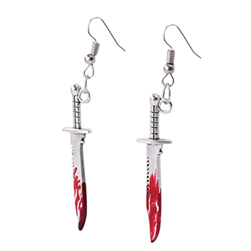 Ohrringe Edelstahl Zirkonia Axt Zähne Ohrringe Für Frauen Mädchen Blut Gedruckt Gothic Scissor Ohrringe Halloween Party Horror Ohrringe Front Back Ohrringe (C, One Size) von Generisch