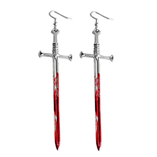 Ohrringe Edelstahl Zirkonia Axt Zähne Ohrringe Für Frauen Mädchen Blut Gedruckt Gothic Scissor Ohrringe Halloween Party Horror Ohrringe Front Back Ohrringe (E, One Size) von Generisch