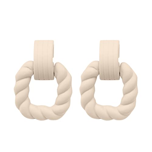Ohrringe Für Männer Creolen Quadratische Acrylohrringe Geometrische Statement-Ohrringe Blumenohrringe Aus (Beige, One Size) von Generisch