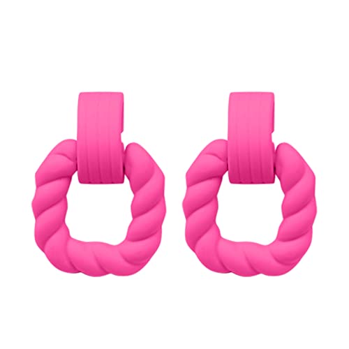 Ohrringe Für Männer Creolen Quadratische Acrylohrringe Geometrische Statement-Ohrringe Blumenohrringe Aus (Hot Pink, One Size) von Generisch