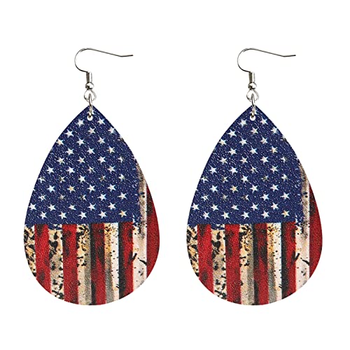 Ohrringe Hängend Damen Weihnachten Valentinstag Amerikanische Flagge der USA baumeln interessante tropfenförmige Binde Boheme Bohemian Frauen Patriotische Acrylohrringe Für (A, One Size) von Generisch