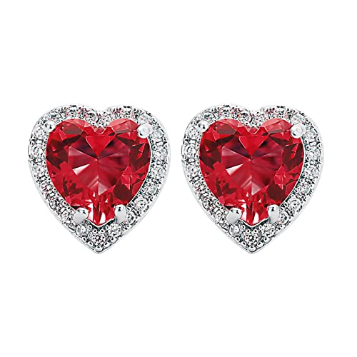Ohrringe Karneval Elegantes Temperament langes Gesicht dünne Quaste voller -Liebes-Ohrringe Mädchen-Luxus-Temperament-Ohrringe Delphin Ohrringe 925 Silber (Red, One Size) von Generisch