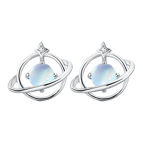 Ohrringe Mädchen Buchstaben Silver Color Creative Blue Zircon Planet Stud Earrings & Necklaces Sets Wedding Jewelry Kristall Kronleuchter Ohrringe (GD1, One Size) von Generisch